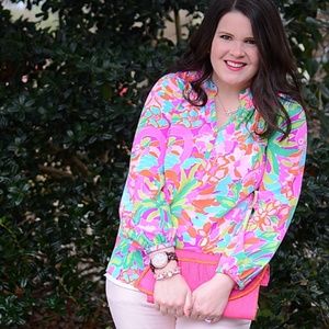 Lilly Pulitzer Elsa Silk Top - Lulu - Size M